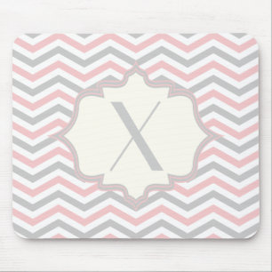 Moderne rosa, graue, Elfenbeinfarben Zickzack Must Mousepad
