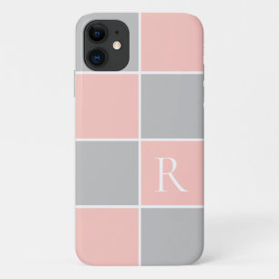 Moderne rosa, graue quadratische Farbblöcke mit Mo Case-Mate iPhone Hülle
