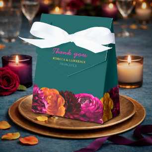 Moderne rosa grün gelbe Blütenmuster Geschenkschachtel
