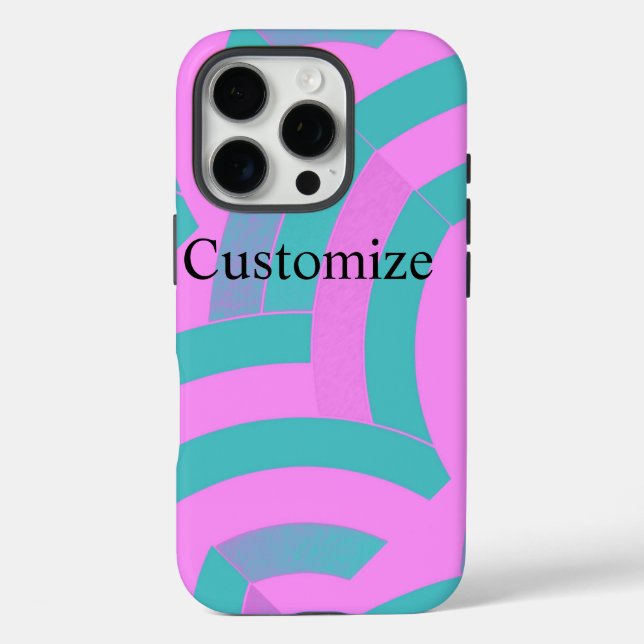 Moderne rosa/grüne Chevronen Case-Mate iPhone Hülle (Rückseite)