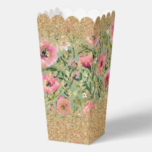 Moderne rosa grüne florale elegante goldene Glitte Geschenkschachtel