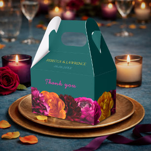 Moderne rosa grüne gelbe Blütenmuster Geschenkschachtel