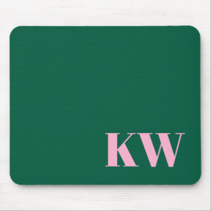 Moderne rosa grüne Monogramm Anfangsbuchstaben Per Mousepad