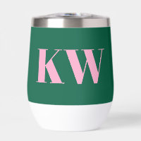 Moderne rosa grüne Monogramm-Initialen personalisi