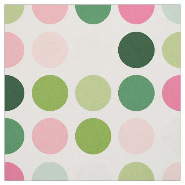 Moderne rosa grüne Polka-Punkte-Muster Monogramm Stoff (Muster)