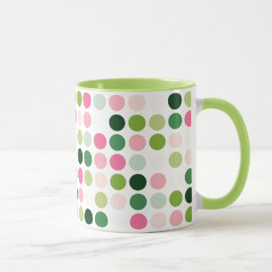 Moderne rosa grüne Punkte Muster Monogramm Tasse