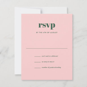 Moderne rosa grüne, trendige Mix-Hochzeit RSVP Karte