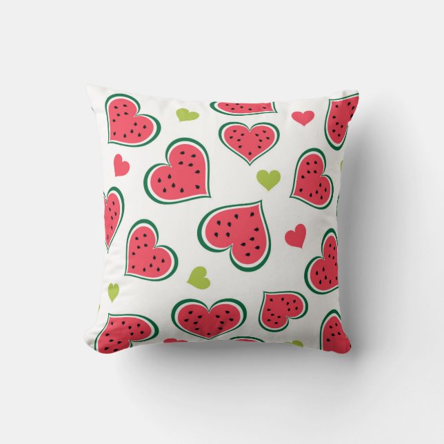 Moderne, rosa, grüne Wassermelonen Frucht Kissen (Vorderseite)