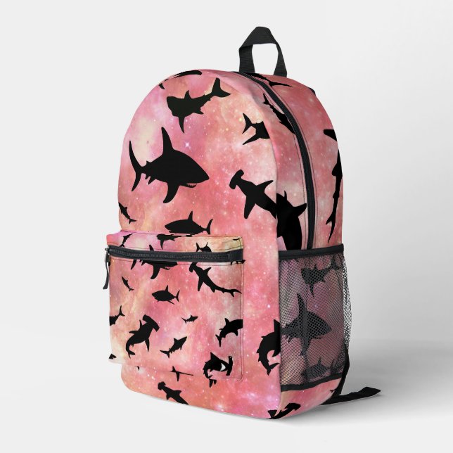 Moderne rosa Hai Gefälle Raum Galaxie Mädchen Bedruckter Rucksack (Rückseitige Ecke Rechts)