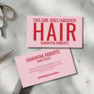 Moderne rosa Hairstylist-Typografie Visitenkarte