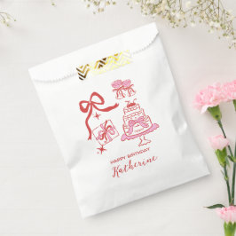 Moderne rosa handgezeichnete Kritzel-Geburtstagsfe Geschenktütchen