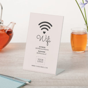 Moderne rosa Herz Geschäft-Wifi-Passwort-Schild Sockelschild