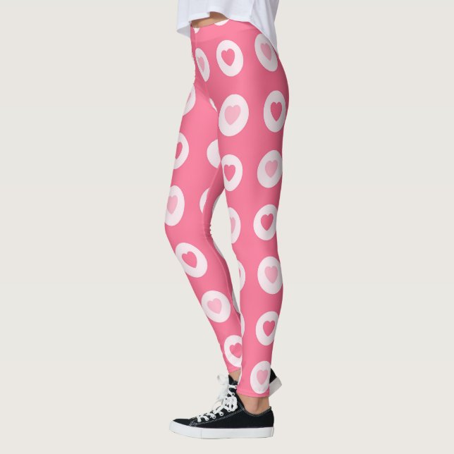 Moderne rosa Herz-Liebe-Sammlung Leggings (Links)