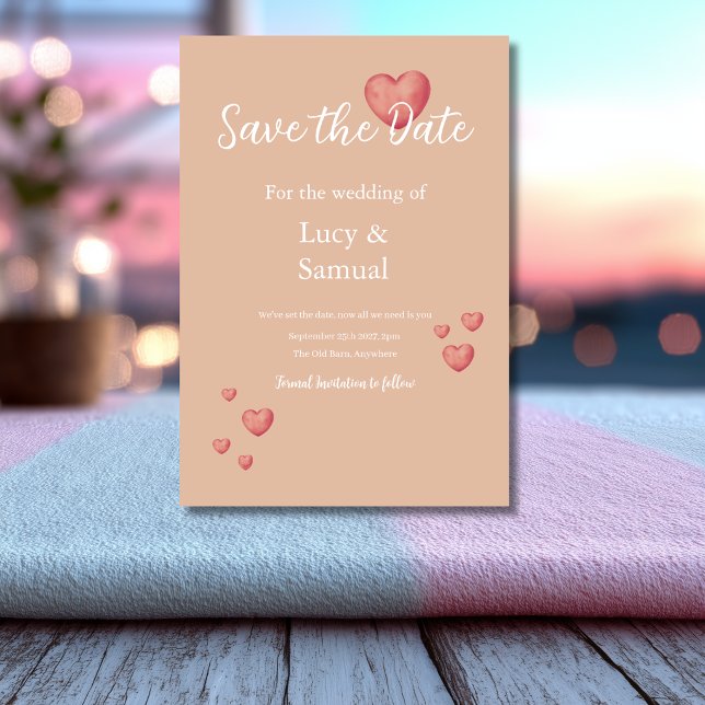 Moderne rosa Herz Save-The-Date-Karte Save The Date (Von Creator hochgeladen)