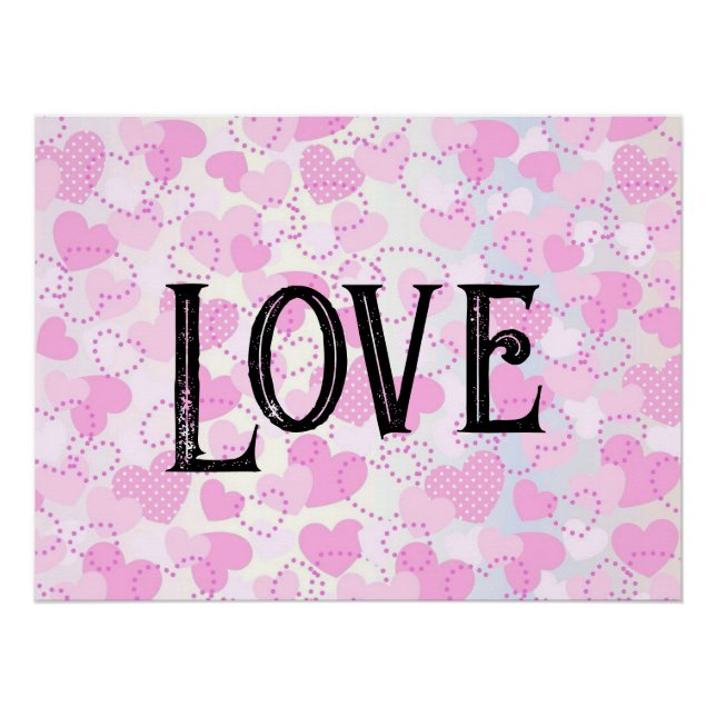 Moderne rosa Herzen Aquarelltextkalligraphie Poster (Vorderseite)