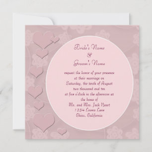 Moderne rosa Herzen Hochzeitseinladung Einladung