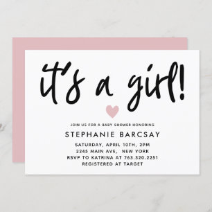 Moderne rosa Herzkinderdusche Einladung