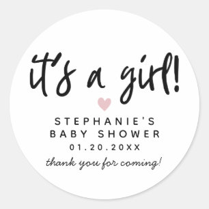 Moderne rosa Herzkinderdusche Runder Aufkleber