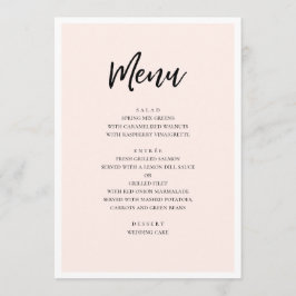 Moderne rosa Hochzeit. Minimalistisch Menükarte