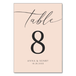 Moderne Rosa Hochzeit Tischnummer
