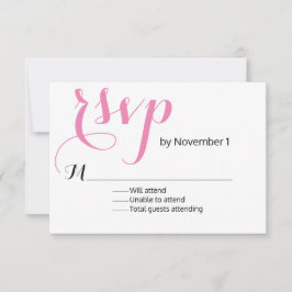 Moderne rosa Hochzeitkarte RSVP