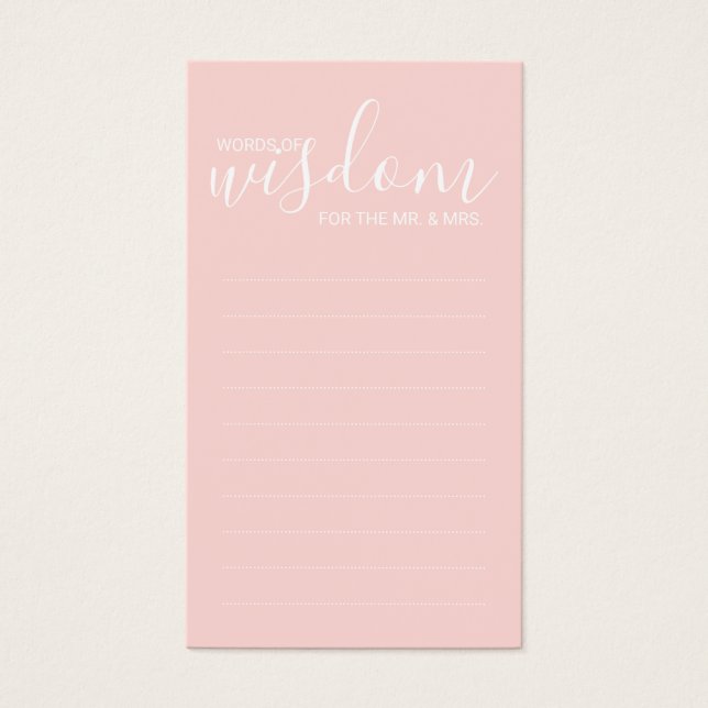 Moderne, rosa Hochzeitwörter der Weisheit (Vorderseite)