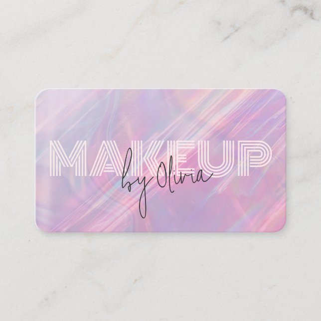 Moderne rosa Holographic Opal Stone Business Card Visitenkarte (Vorderseite)