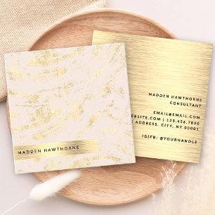 Moderne Rosa Imitate mit schick rosa Rosa Gold-Bru Quadratische Visitenkarte