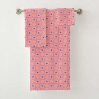 Moderne rosa ineinandergreifende Kreise im Stil de Badhandtuch Set