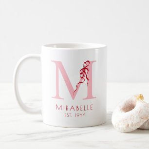 Moderne rosa initiale schicke rote Schleife mädche Kaffeetasse