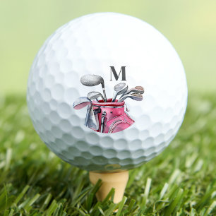 Moderne rosa Initialen-Monogramm Golfball