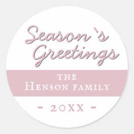 Moderne rosa Jahreszeit Grüße Script Holiday Runder Aufkleber