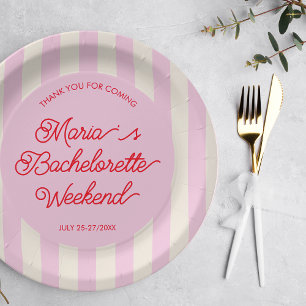 Moderne rosa Junggesellinnenabschied-Papierplatte Pappteller