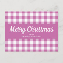 Moderne rosa Kariert frohe Weihnachten