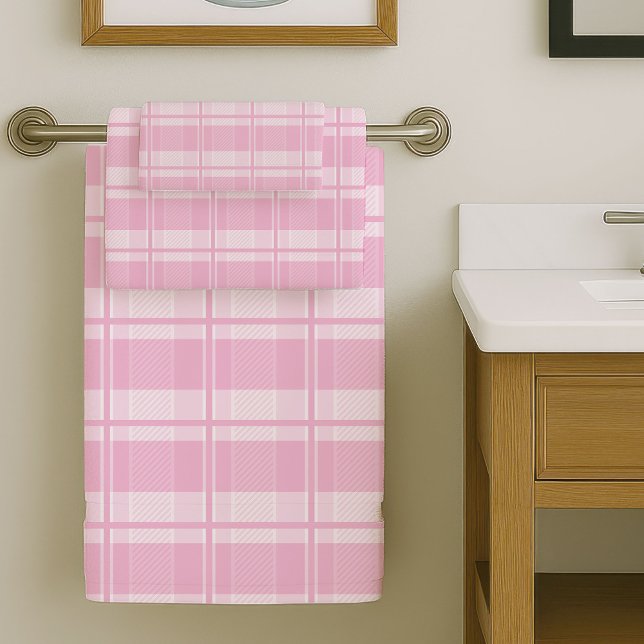 Moderne rosa karierte Handtücher - dezent und stil (Modern Pink Plaid Towels Subtle and Stylish Touch)