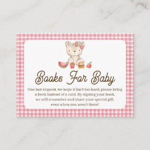 Moderne rosa Karierte Teddy Bear Babydusche Visitenkarte
