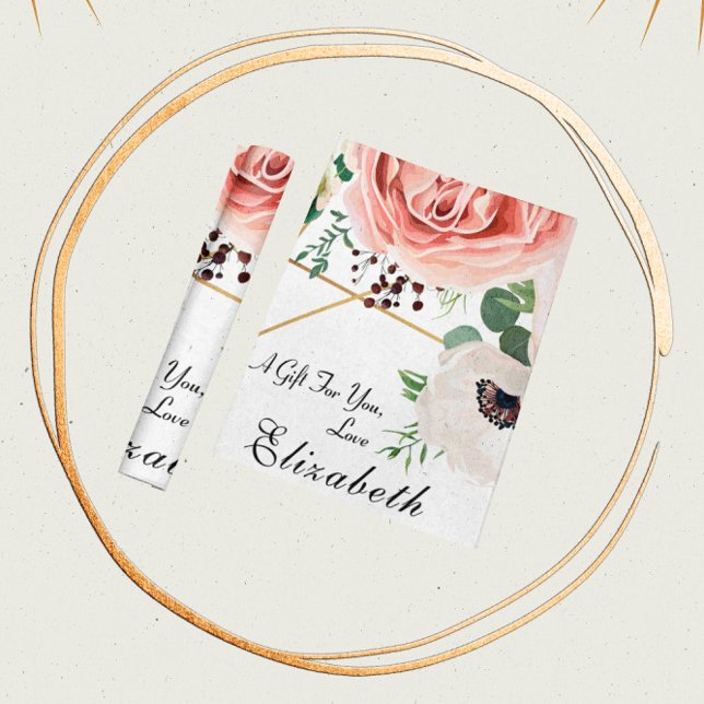Moderne rosa Koralle, botanisch floral Geschenkpapier (Von Creator hochgeladen)