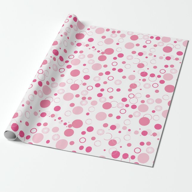 Moderne rosa Kreise und Punkte Geschenkpapier (Ungerollt)