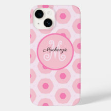 Moderne rosa Kreispunkte Geometrische Monogramm-Ma