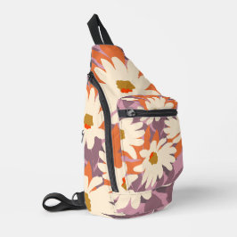 Moderne rosa künstlerische Daisies Nature Wohngest Crossbody Bag
