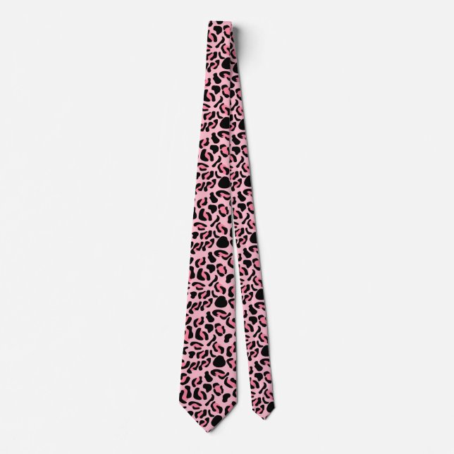 Moderne rosa Leopard Muster Tier Krawatte (Vorderseite)