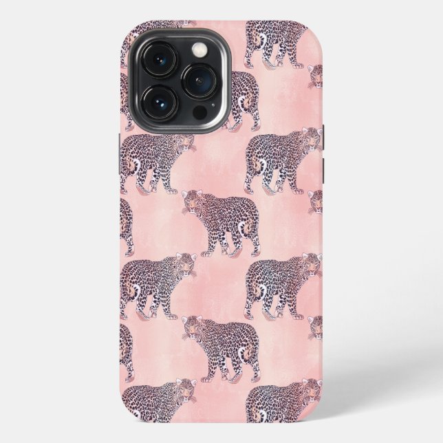 Moderne rosa Leopard-Tiermuster iPhone Hülle (Rückseite)