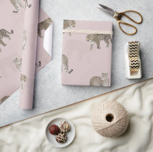 Moderne rosa Leoparden Jungle Tiere Geschenkpapier