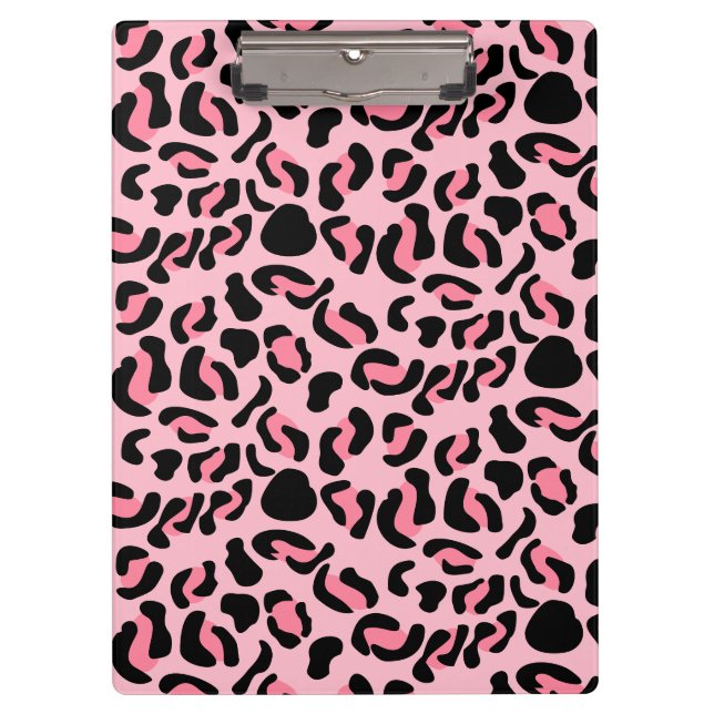 Moderne rosa Leopardendruck Tiere Klemmbrett (Vorderseite)
