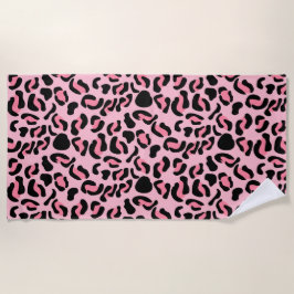 Moderne rosa Leopardendruck Tiere Strandtuch
