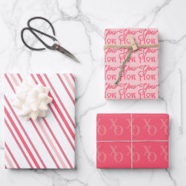 Moderne rosa Liebe Valentinstag Geschenkpapier Set
