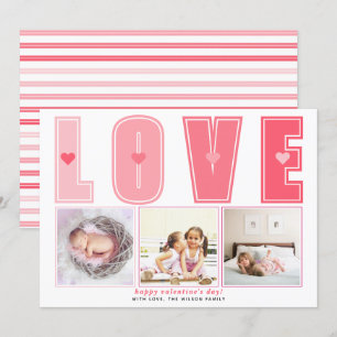 Moderne rosa LIEBE Valentinstag Herz Foto Feiertagskarte