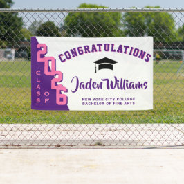 Moderne rosa Lila Abschluss Class of 2025 Party Banner