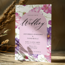 Moderne rosa Lila Bläserblüte QR-Code Hochzeit