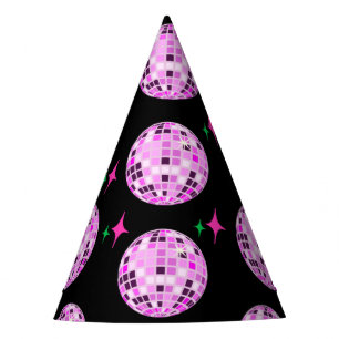 Moderne rosa Lila Diskothek Ball Black Party Partyhütchen